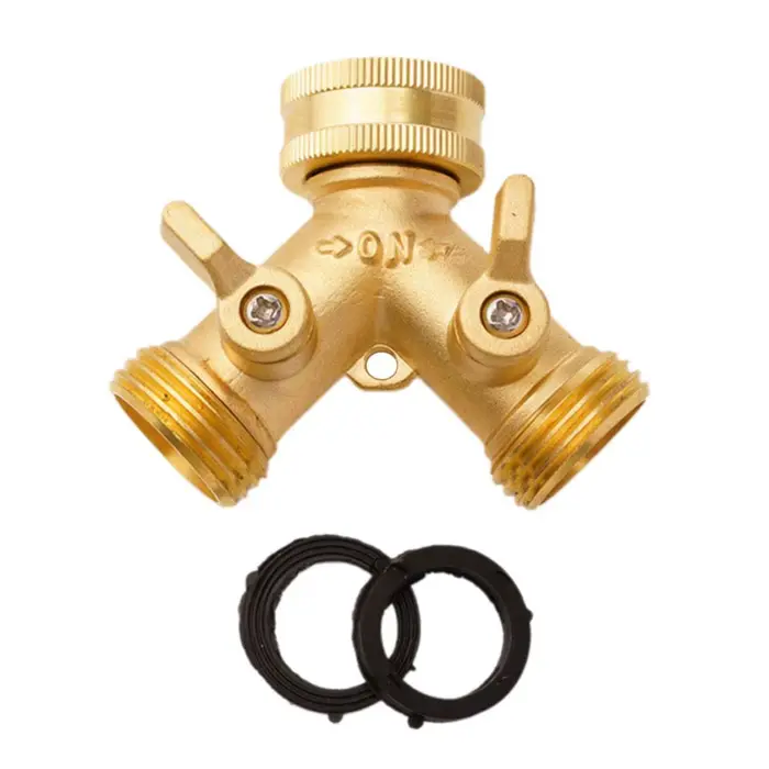 Connecteur en Y en laiton 3/4 po pour tuyau d'arrosage - Répartiteur d'eau pour robinet, accessoires d'irrigation extérieure de jardin
