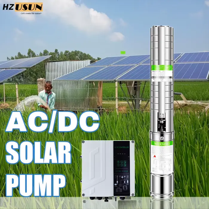 HZUSUN AC DC 2 HP 4 pouces perceuse Submersible 200 pieds pompe de puits profond pour l'irrigation d