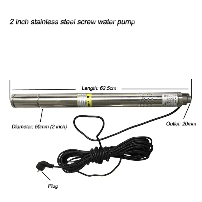 Pompe à eau de puits profond SubSN pour la maison, vis 220V, 50mm, 2 po