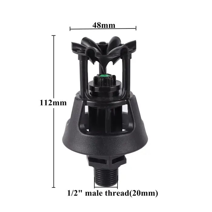 Arroseur pivotant d'irrigation de jardin avec rallonge, buse éloignée à filetage mâle de 1/2 ", pulv