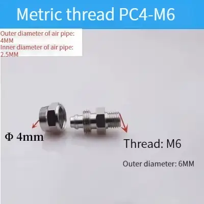 Connecteur à vis rapide pour trachée PC4, 6mm, 8mm, tube à-M8, M10, M12, M14, composants pneumatique