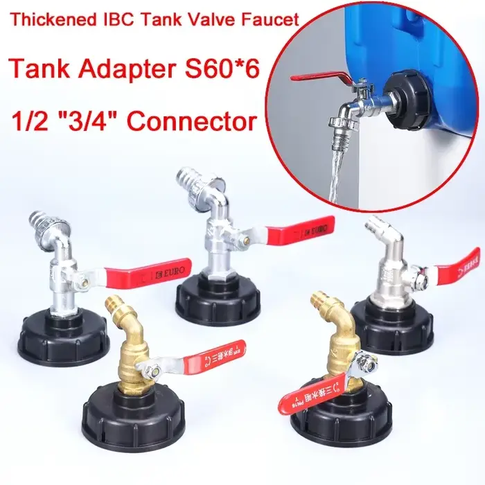 Adapatateur de réservoir d'eau 1000L S60 * 6 Connecteur de tuyau d'arrosage épais Robinet de remplacement de réservoir IBC pour jardiniers occasions spéciales