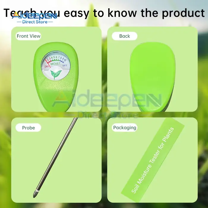 Capteur d'humidité du sol, humidimètre extérieur pour fleurs et plantes, support sec, outil de mesure de l'humidité, détecteur d'arrosage, sonde hygromètre analogique sans batterie pour jardinage domestique et production agricole