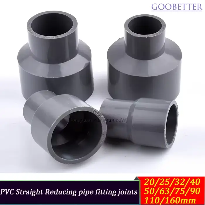 Raccord réducteur droit en PVC 20/25/32/40/50/63/75/90/110/125/160/200mm pour tuyau d'eau, irrigatio