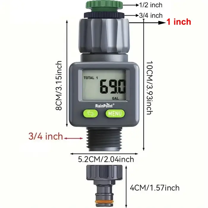 Débitmètre d'eau, mesure du consommation de gallon/liter et du débit pour le remplissage du réservoi