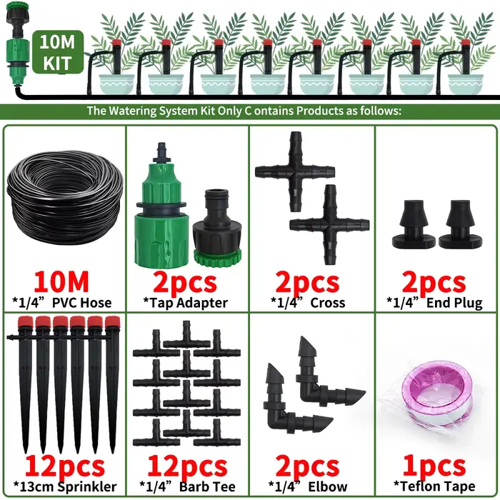 Kit de système d'arrosage automatique d'irrigation goutte-à-goutte de jardin, arroseur 1/4 ''13CM po
