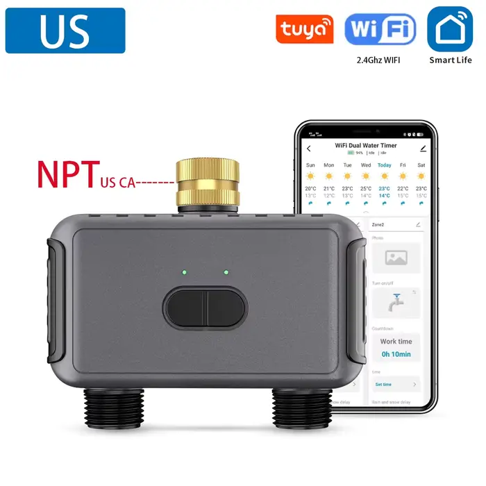 Tuya WiFi intelligent 2 zones minuterie d'arrosage Bluetooth système