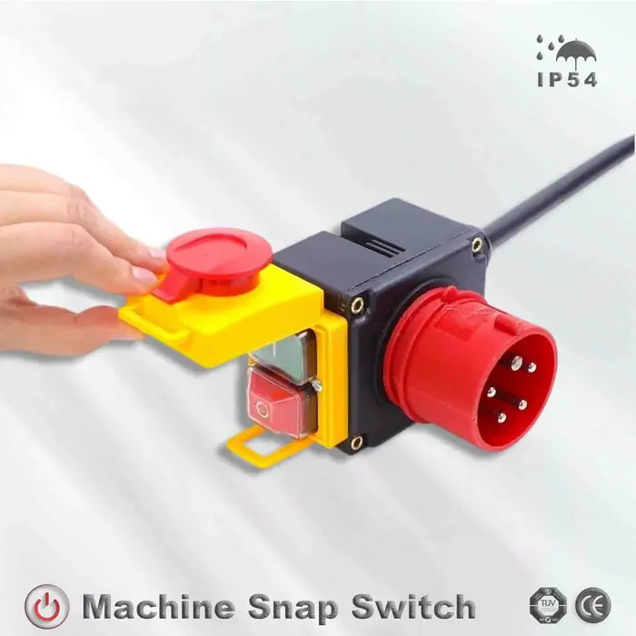 Interrupteur électromagnétique 400 V, protection contre les sous-tensions et les surcharges pour machines, bobine de contacteur, électrovanne, avec prise CEE, câble.