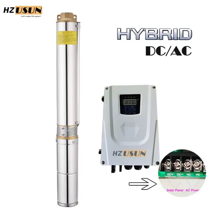Pompe à eau de forage électrique à énergie solaire 2HP pour l'irrigation haute pression 100M tête AC DC