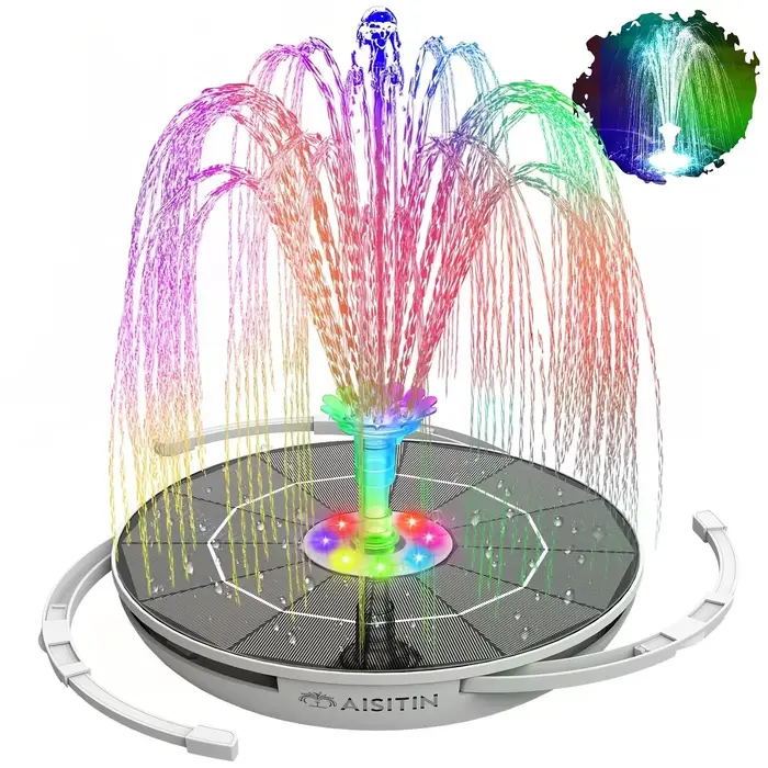 Pompe de fontaine solaire LED 6,5 W avec lumières, pour piscine de bain d'oiseaux, fontaine d'eau so
