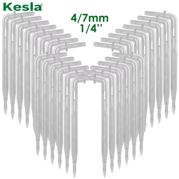 KESLA 50X flèche courbée transparente 1/4 ''4/7mm tuyau goutteur goutte à goutte émetteur économie d