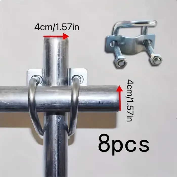 8 pièces 40mm colliers de serrage en forme de U pour tuyaux extérieurs poli antirouille adapté pour cour pelouse jardin hangar tuyau en acier Connec...