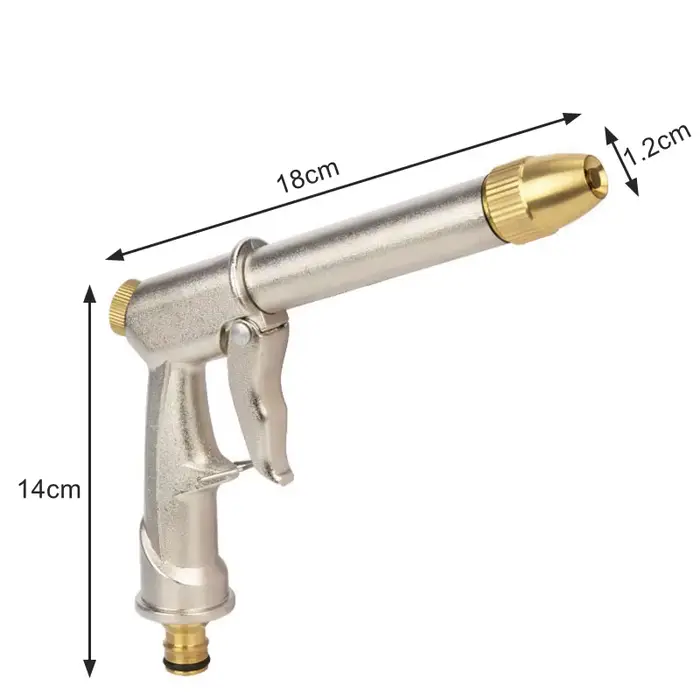 Pistolet à eau en métal, galvanoplastie allongée, haute pression, buse de lavage de voiture, de jard