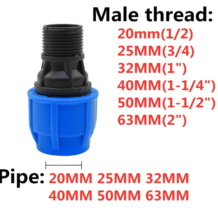 Raccords de tuyaux connecteur PE, 1 pièce, 20MM 25MM 32MM, Tube d'eau direct 1/2 "3/4" 1 ", filetage