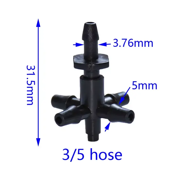 Adaptateur de distributeur d'eau, connecteur croisé à 4 voies, 5 voies, 3/5 tuyau, 20 pièces