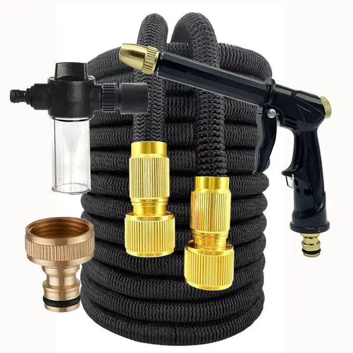 Tuyau d'eau de jardin 25/150 pieds, connecteur métallique extensible, bobine TPE haute pression, tuy
