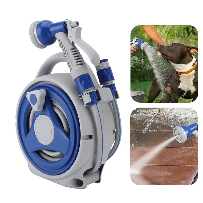 Enrouleur de tuyau d'arrosage résistant au soleil avec buse de tuyau d'eau de 15m pour maison cour tuyau d'arrosage voiture d'arrosage multifonctionnel jardinage occasionnels