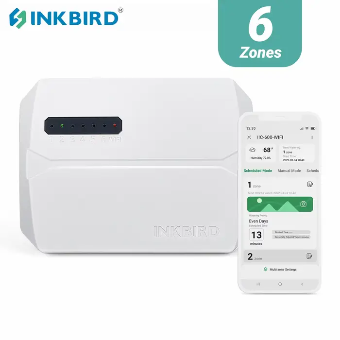 Contrôleur d'arrosage intelligent programmable 6/8 zones avec Wi-Fi, minuterie numérique LCD, moniteur d'irrigation, application gratuite pour gérer efficacement votre jardin en toute simplicité