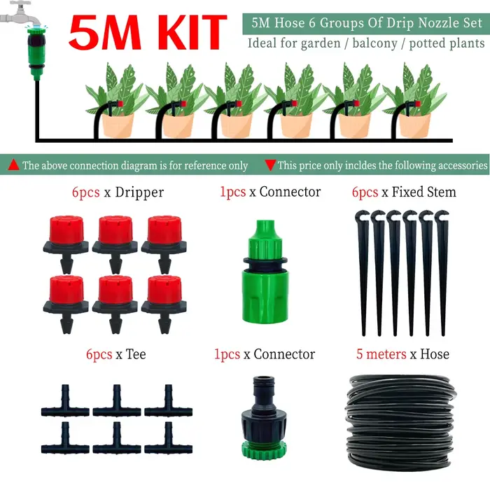 Système d'irrigation goutte à goutte en plastique Oasis 50M-5M avec goutteurs réglables pour jardiniers amateurs et experts ocassions spéciales