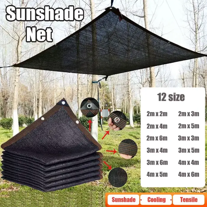 Pare-soleil noir à 12 broches pour jardin balcon serre piscine protection uv ombrage thermique durable filet d'ombre extérieur ombrage protection plantes occasion spéciale