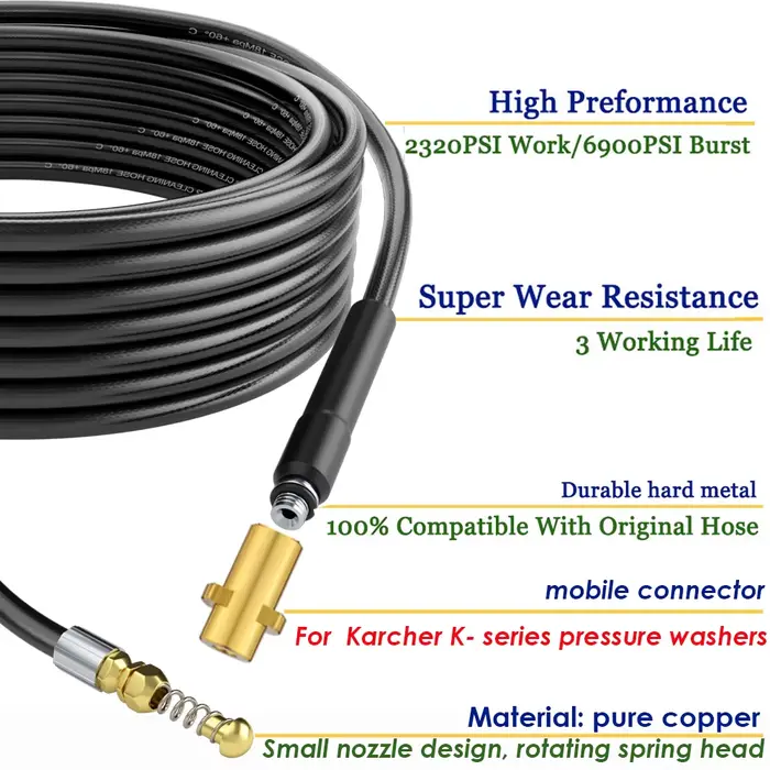 Deboucheur canalisation haute pression Kit de nettoyage de tuyaux d'égouts avec adaptateur