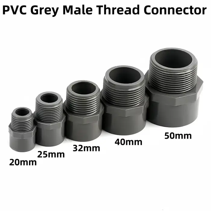 Connecteur droit à filetage mâle en PVC gris, 1/3 pièces, filtres de raccord de tuyau d'irrigation d