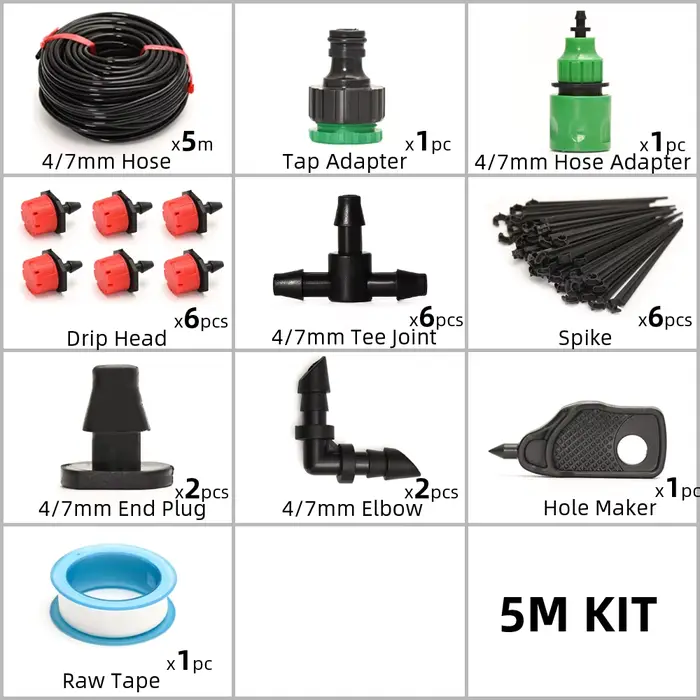 Système d'irrigation goutte à goutte 5M-60M Kit d'arrosage pour plantes avec minuterie réglable pour jardin et serre occasions spéciales