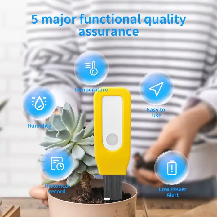 Moniteur de sol WiFi Tuya Smart capteur de température et d'humidité pour surveillance en temps réel automatique du jardin avec alerte de faible batterie pour jardiniers passionnés et propriétaires de jardins intelligents