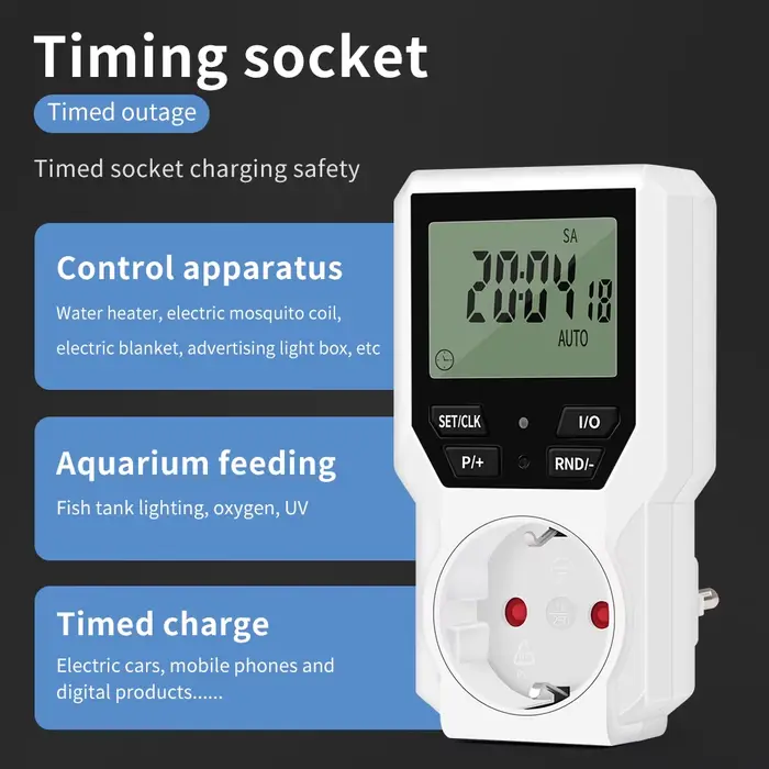 Minuterie numérique programmable UE Timing Socket Outlet Appliance Time Control pour automate domestique et sécurité maximale
