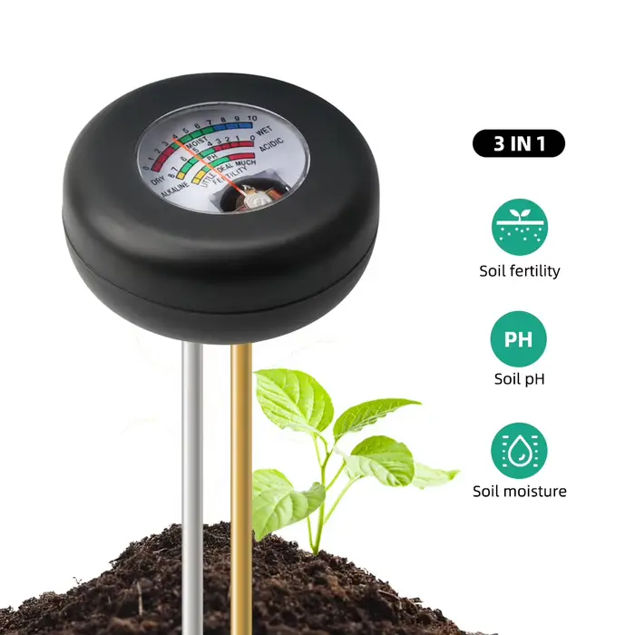 Test de sol multifonction pour jardiniers certifié CE pour évaluer la fertilité du sol, l'humidité et la valeur pH occasions spéciales jardinage durable