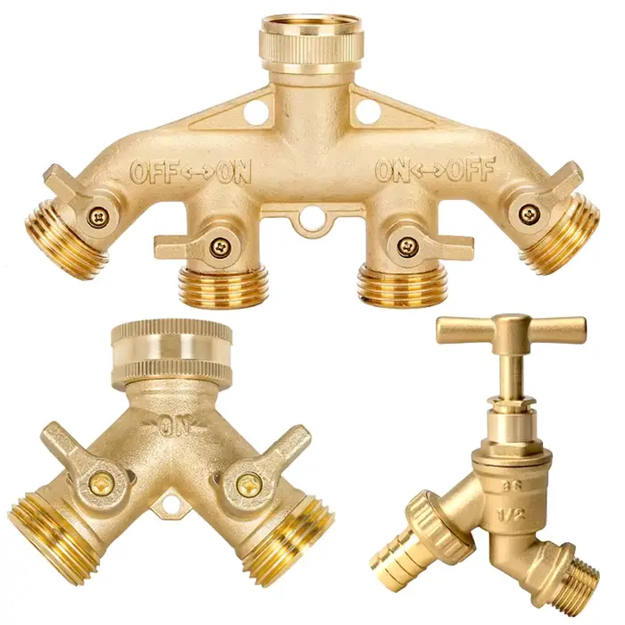 Séparateur de tuyau d'arrosage en laiton 3/4 pouces 2/4 voies robinet de jardin connecteur d'arrosage type Y distributeur pour robinet extérieur occasions de jardinage