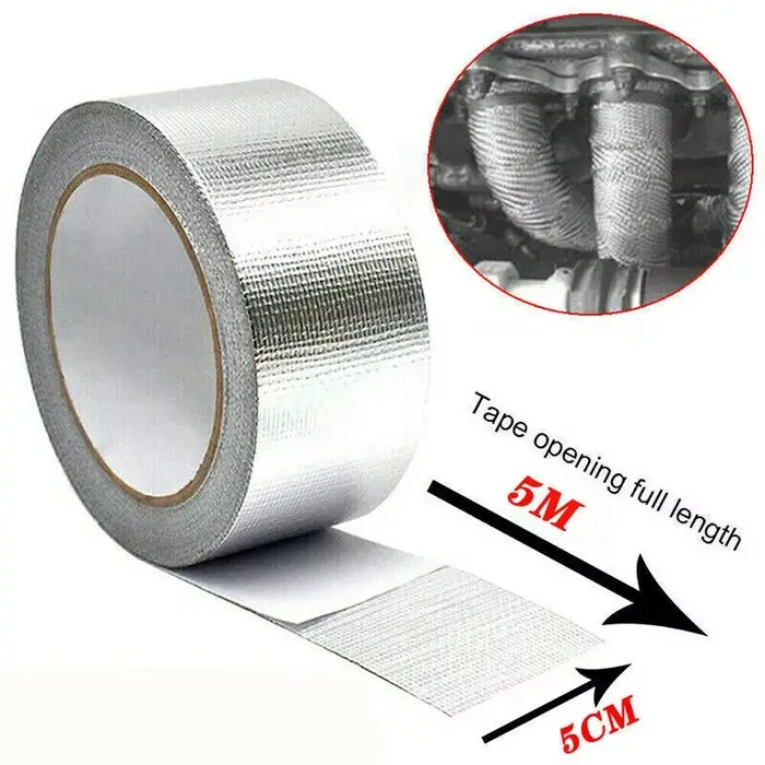 Bande Isolante Pour Tuyau D'Echappement 5m X 5cm Argent Haute Température Facile À Installer Pour Tuyauterie Conduits De Chauffage Et Ventilation Occasions Spéciales