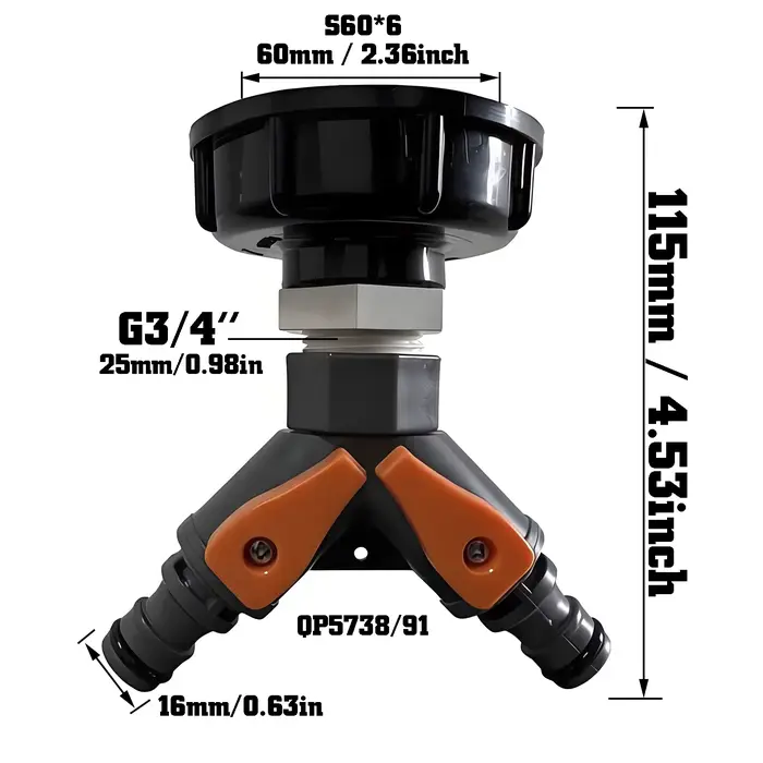 Adaptateur de réservoir d'eau IBC S60*6