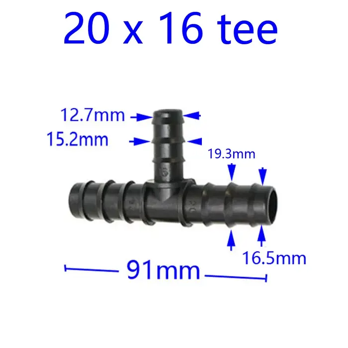 Connecteurs d'eau de jardin en plastique POM pour tuyaux de 16mm 20mm 25mm - Séparateurs de tuyaux en T - Connecteurs réducteurs pour irrigation de jardin occasions spéciales