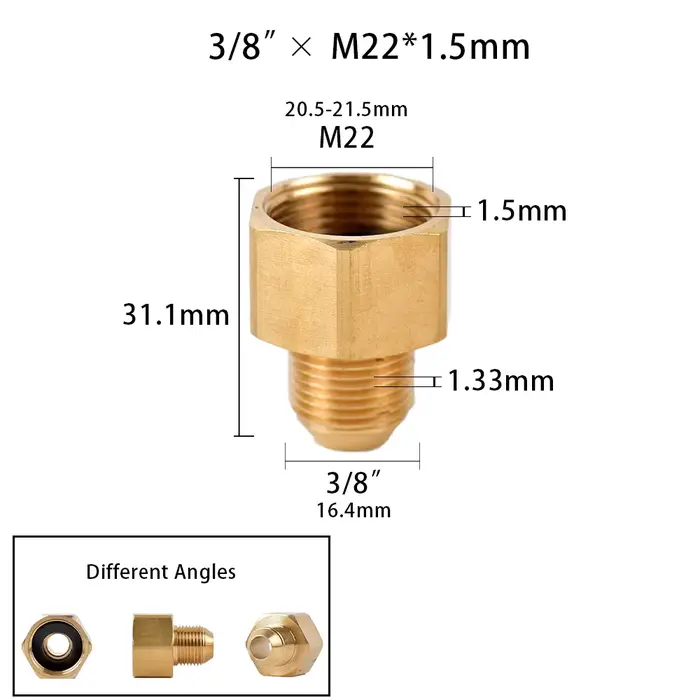 Connecteur de filetage en laiton 3/8 "1/2" M14 M18 M22