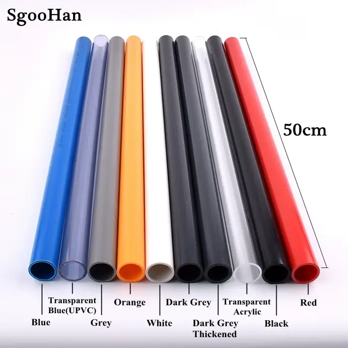 Tuyau transparent bleu en PVC de 20 à 110 mm, 9 couleurs, pour aquarium, réservoir de poissons, tube