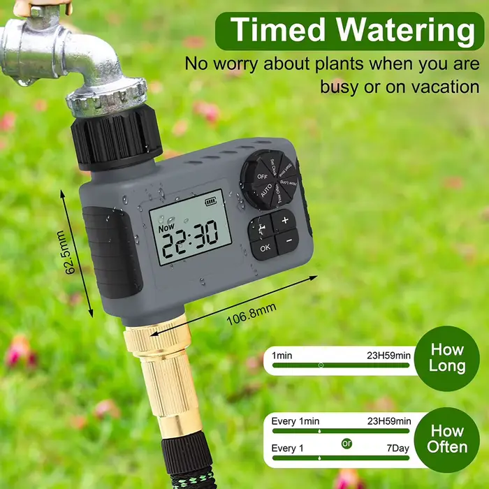 Minuterie d'eau pour l'irrigation du jardin avec conception intelligente et application polyvalente pour une commodité améliorée