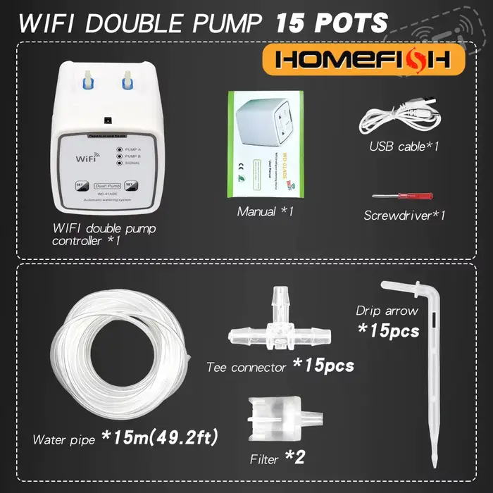 Kit d'arrosage intelligent WIFI double pompe système d'irrigation goutte-à-goutte automatique contrôle APP pour jardin fleurs occasions spéciales