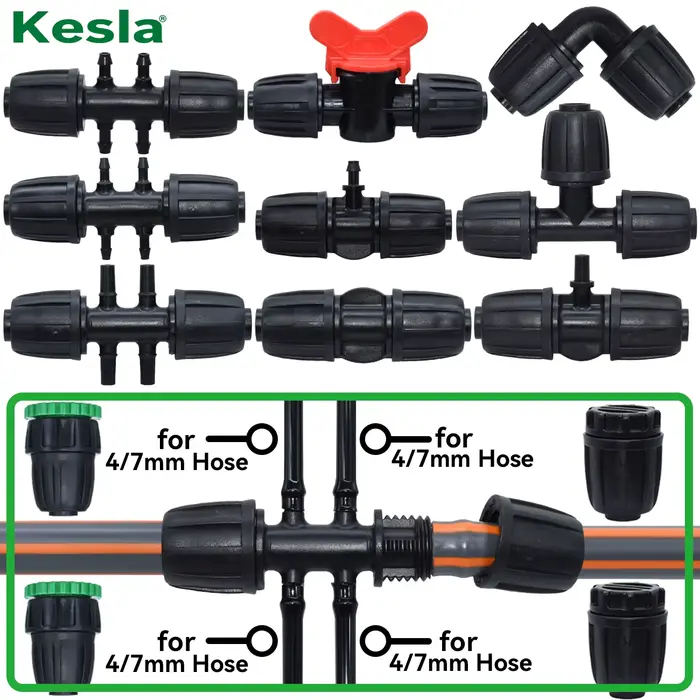 KESLA 2 pièces 16mm 1/2 ''PE tuyau connecteur séparateur té couplage fileté serrure à 4/7mm 3/5mm tu