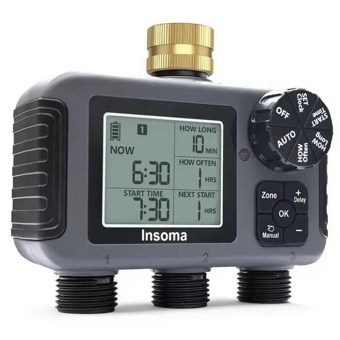 Insome programmeur d'irrigation automatique 3 sorties tuyau d'arrosage Dip robinet minuterie