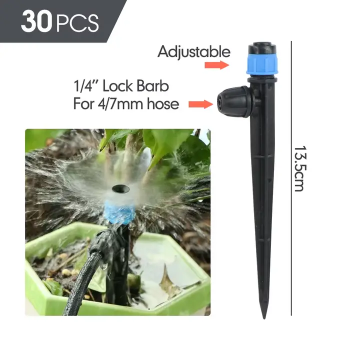 Kit d'irrigation goutte-à-goutte automatique, tuyau d'arrosage 16mm à 4/7mm, support de 13cm, buse c