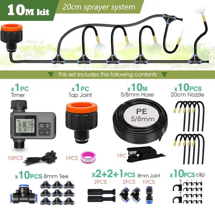 Système de refroidissement par brumisation avec minuterie programmable pour jardin 360 °   Buse de b