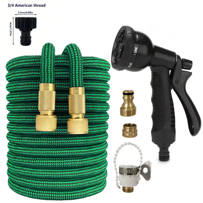 Tuyau d'arrosage de jardin haute pression extensible avec double connecteur métallique, tuyaux magiq
