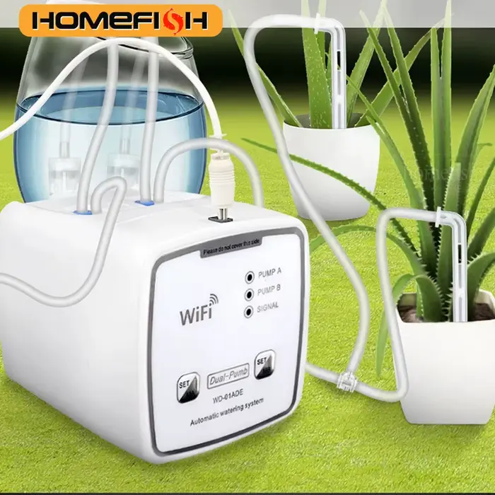 Kit d'arrosage intelligent WIFI double pompe système d'irrigation goutte-à-goutte automatique contrôle APP pour jardin fleurs occasions spéciales