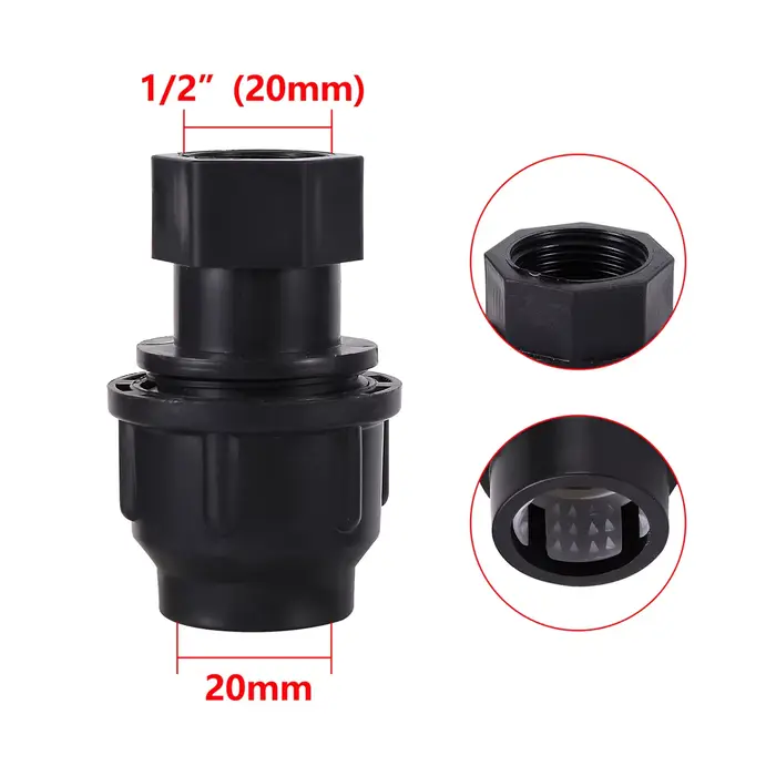 Connecteur de réduction droit noir pour tuyau en PE, raccord de tube, adaptateur d'irrigation à file