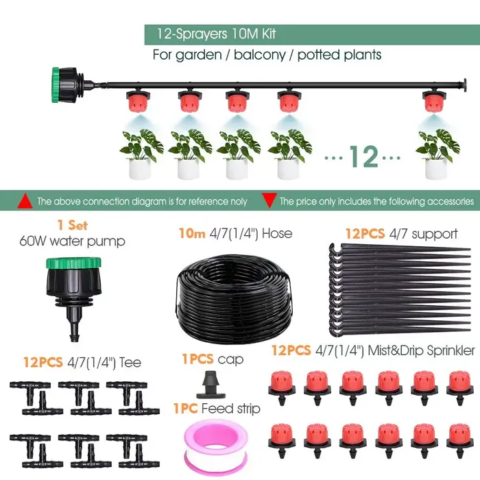 Pompe auto-amorçante 60W, 110-240V, alimentation électrique, 8 têtes d'égouttement réglables, systèm